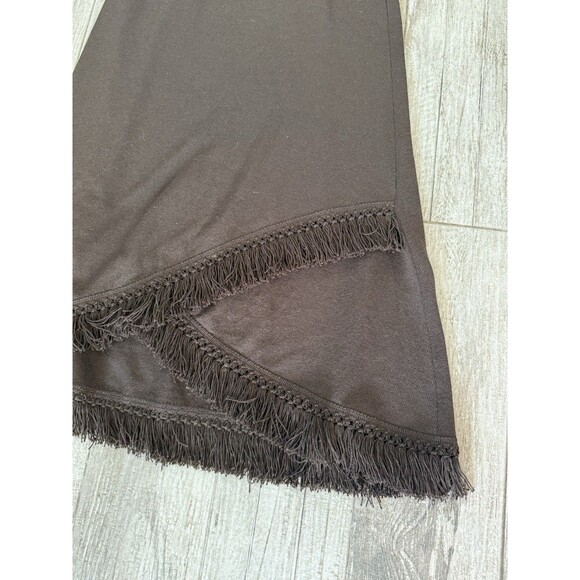 St. John Maxi Santana Knit Pull on Skirt Bottom Fringe Brown Size M Boho - Picture 7 of 12